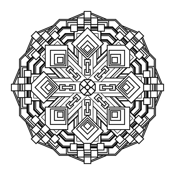 Contour, Mandala. etnische, religieuze ontwerpelement met een circulaire patroon. - Vector, afbeelding
