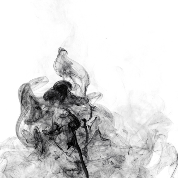 black smoke on a white background - Foto, afbeelding