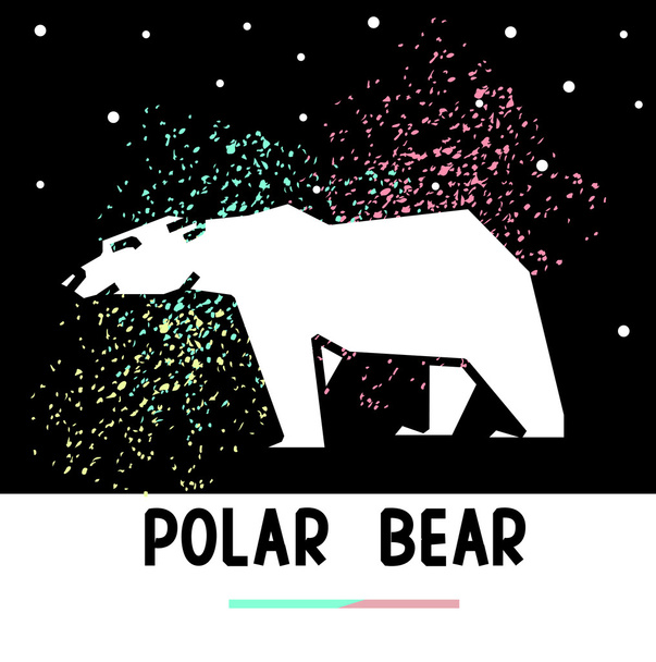 πολική αρκούδα και βόρειο σέλας - Διάνυσμα, εικόνα