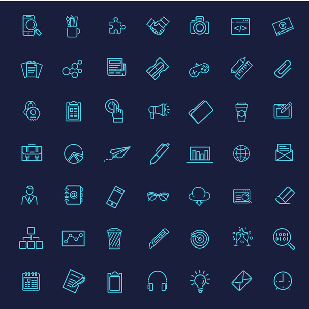 Thin line icons set. Icons for business, digital marketing. - Vector, Image