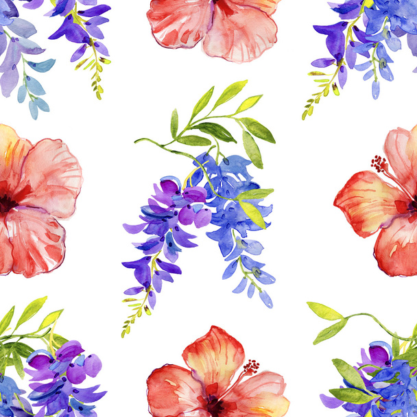 watercolor floral painting pattern  - Photo, Image