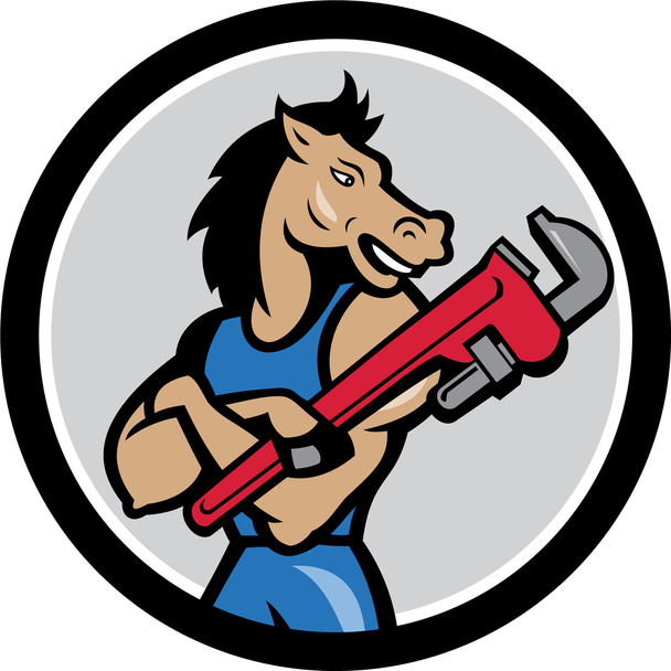 Círculo de chave de macaco encanador de cavalo Desenhos animados
 - Vetor, Imagem