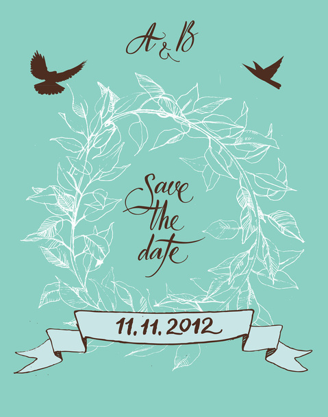 Save the Date. Calligraphy and symbols of love. - Vector, Image