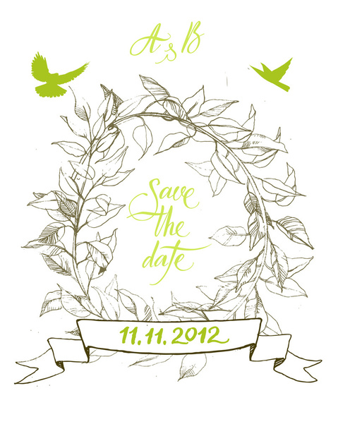 Save the Date. Calligraphy and symbols of love. - Vector, Image