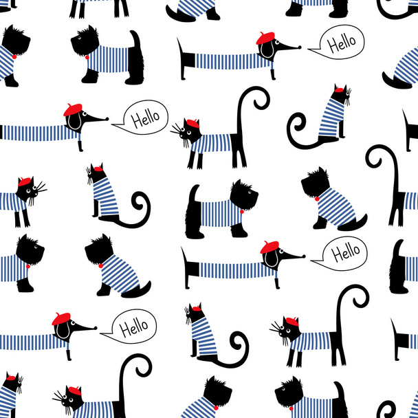 フランススタイルの動物シームレスなパターン - ベクター画像