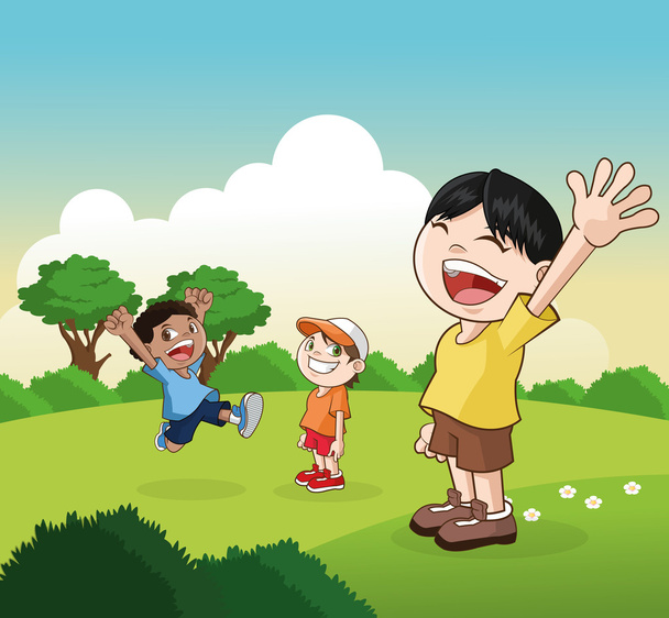 Cartoon of happy little Kids, vector illustration - Vector, Image
