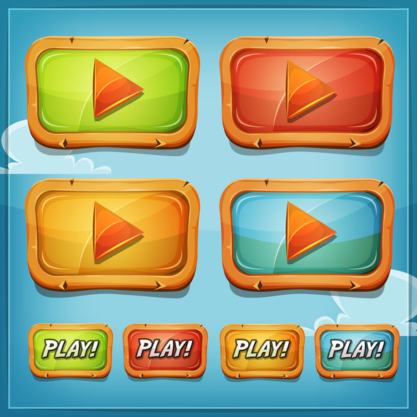 Play knoppen en pictogrammen voor spel Ui - Vector, afbeelding