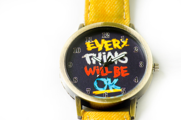 Ретро-жовтий годинник для підлітків ізольований на білому
 - Фото, зображення