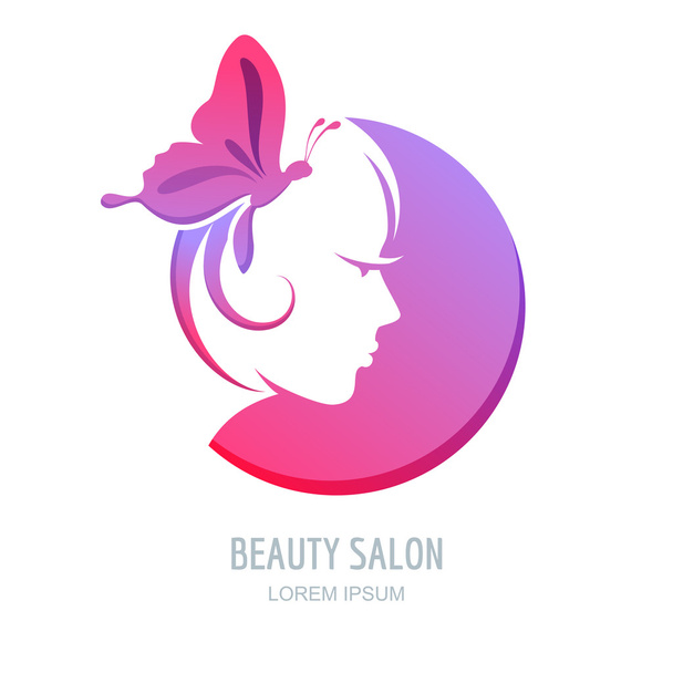 Vector beauty logo, label design elements. Woman face symbol. - Vektor, obrázek