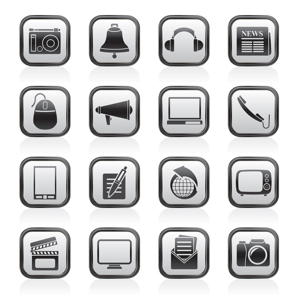 Iconos de comunicación y medios de comunicación - Vector, Imagen