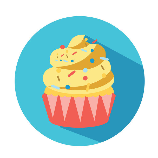 Cupcake vector icon with long shadow - Вектор,изображение