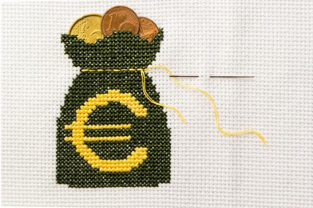 Bolsa de dinero con símbolo del euro
 - Foto, Imagen