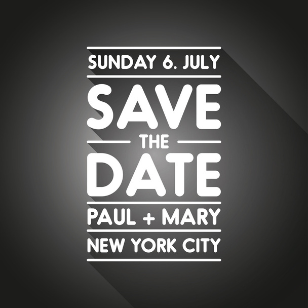Typographic black wedding announcement - Save the date - Vector, Image