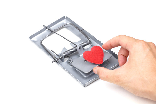 Metal Love trap with red heart - Photo, Image