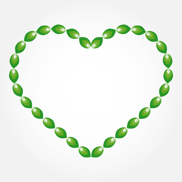 Grande coração com folhas verdes
  - Vetor, Imagem