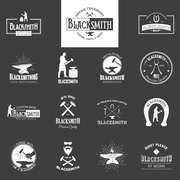Blacksmith. Set of vintage typography posters, labels and prints. - Vector, Image
