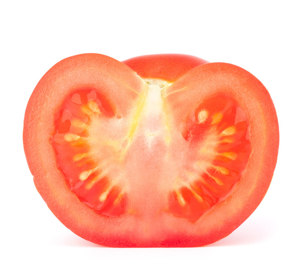 Tomato vegetable half isolated on white background cutout - Photo, Image