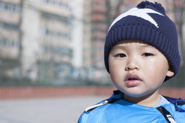中国の赤ん坊の男の子の肖像画 - 写真・画像