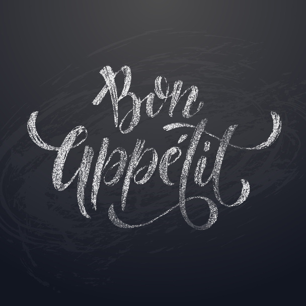 Bon Appetit Chalk Text on Chalkboard background. Vector Illustration - Wektor, obraz