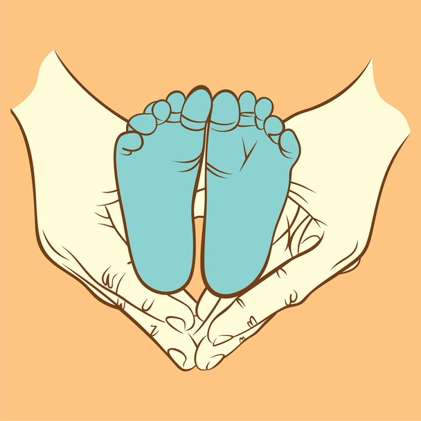 parent holds baby feet - Vector, Image