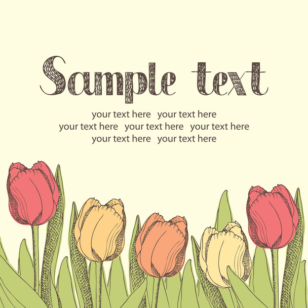 Tulips card - Vector, Image