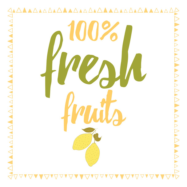 Vector print with fresh cute abstract lemon and lettering. Typographic printable banner for summer design. - Vettoriali, immagini