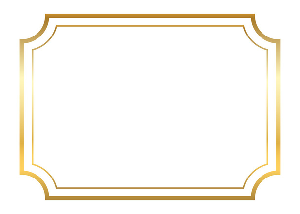 Gold frame. Beautiful simple golden design white - Vector, imagen