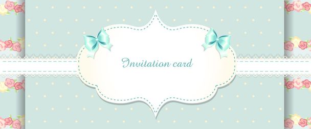 Cartão de convite bonito azul e rosa. chique pobre
 - Vetor, Imagem