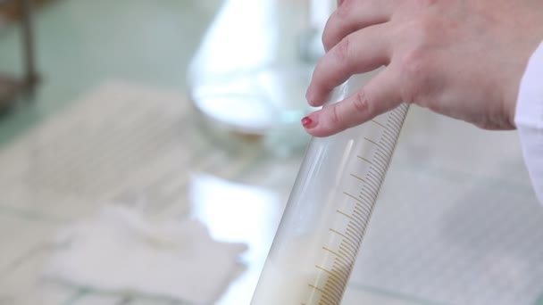 chemical laboratory for testing of milk - Video, Çekim