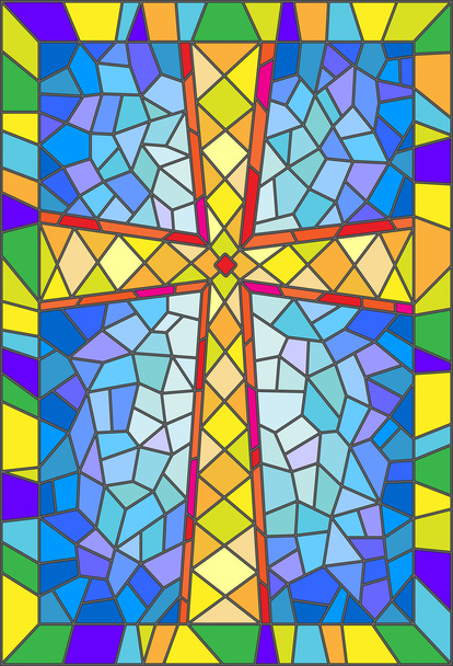 Illustration in stained glass style with a cross - Wektor, obraz
