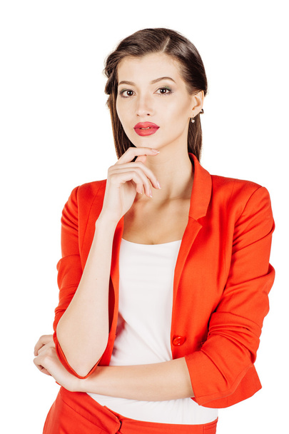 young business woman posing on white background.  - 写真・画像