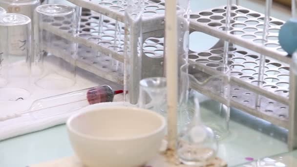 chemical laboratory for testing of milk - Video, Çekim