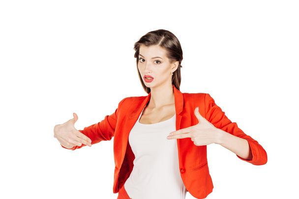 young business woman in red suit  - Foto, Imagen