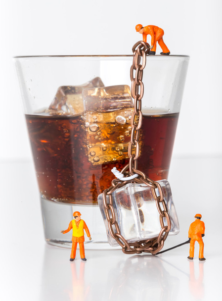 The concept of alcohol in bars and restaurants. Miniature toy wo - Photo, Image