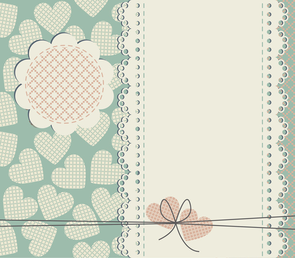 Stylish lace frame with decorative hearts - Vector, Image