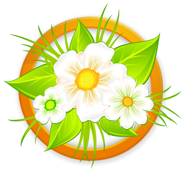 Bouquet of daisies in circle - Вектор, зображення