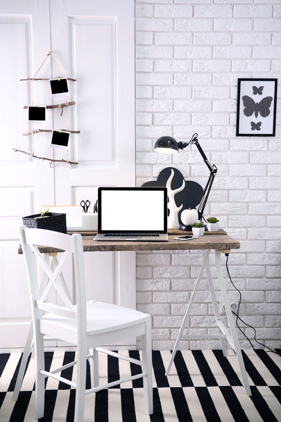 Modern monochrome style workplace - Foto, imagen