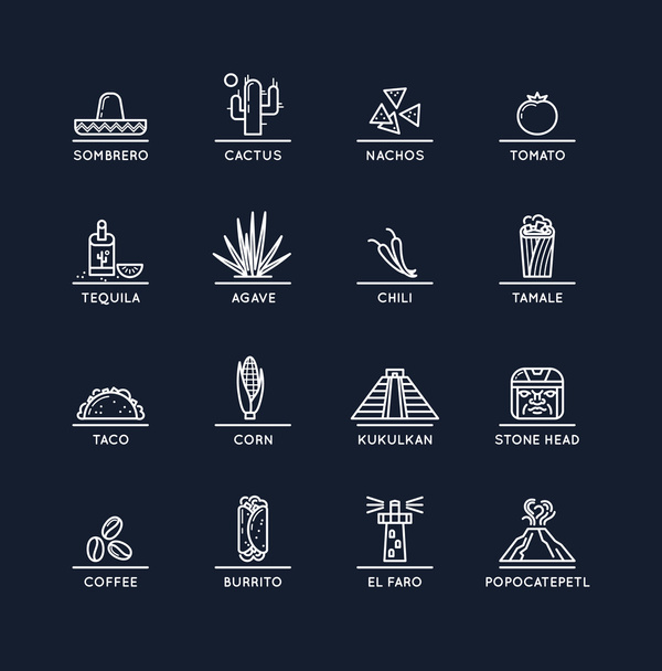 Mexican culture icons - Vector, Image