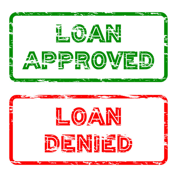 "kredi onaylamak" ve "kredi reddedildi" damgası - Vektör, Görsel