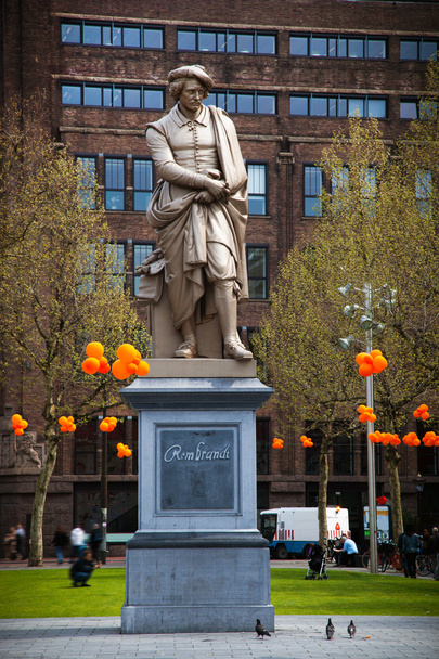 Pomnik Rembrandta w Amsterdamie - Zdjęcie, obraz