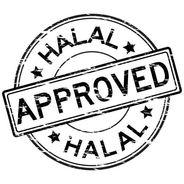 Black grunged approve and halal stamp on white background - Vector, Image