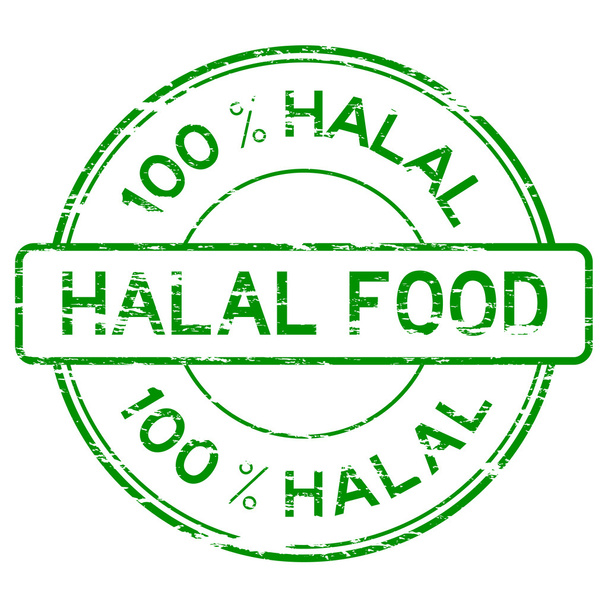 Grunged 100 %-os Halal élelmiszerek - Vektor, kép