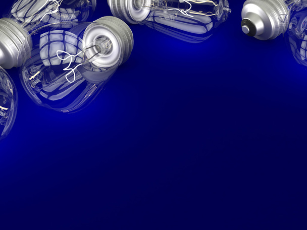 Винтажные лампочки на темно-синем фоне с пространством
 - Фото, изображение