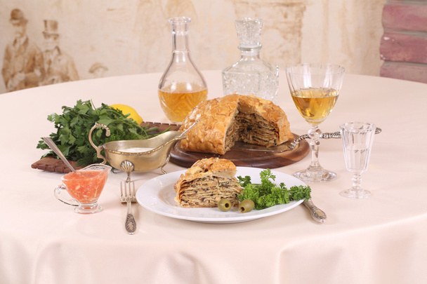 puf böreği pasta tavuk ve mantar ile - Fotoğraf, Görsel