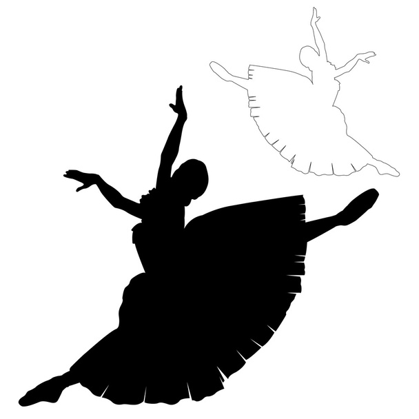 Bailarina silueta negro
 - Vector, imagen
