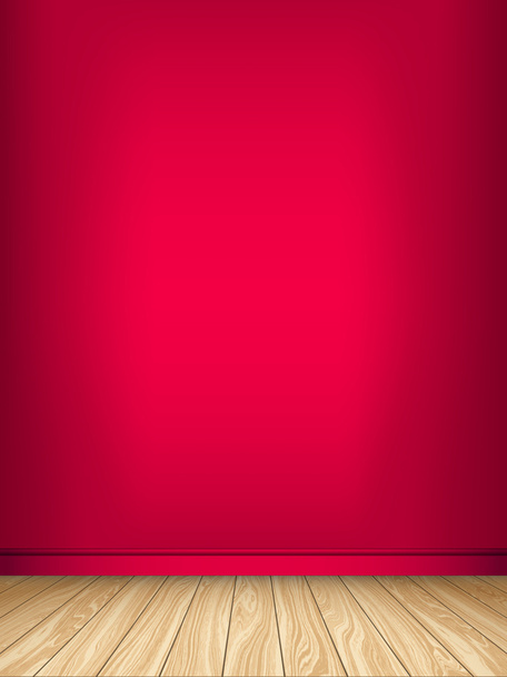 空の赤い壁と寄木細工の床。インテリア空の部屋。ベクトル アイス - ベクター画像