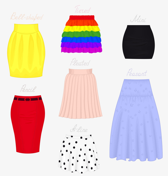 Styles of skirts - Vector, Image