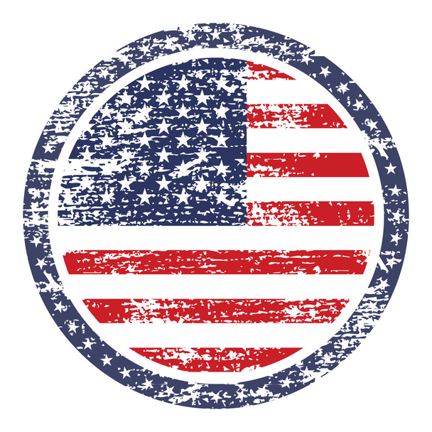 Гранж-флаг Соединенных Штатов Америки на штампе кнопки
 - Вектор,изображение