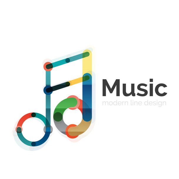 Hudební Poznámka logo, ploché tenké linie geometrické konstrukce - Vektor, obrázek