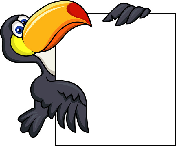 Toucan bird with blank sign - Vektor, obrázek